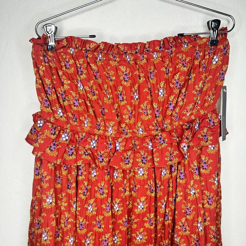 NWT Anthropologie Plenty Tracy Reese Empire Strapless Smocked Midi Dress Large - Picture 4 of 15